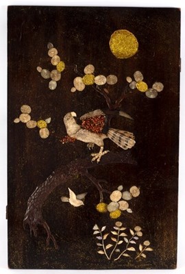 Lot 384 - A Japanese shibayama panel, depicting a hawk...