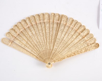 Lot 387 - A 19th Century Cantonese ivory brisé fan,...