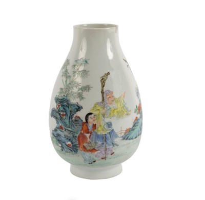 Lot 391 - A Chinese famille rose pear shaped vase,...