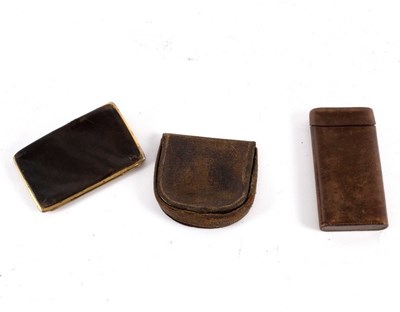 Lot 411 - A leather cigar case, a leather visiting card...