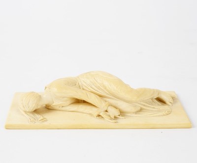 Lot 436 - A mid 19th Century carved ivory plaque...