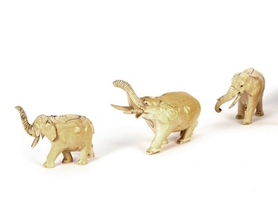 Lot 438 - Three Anglo-Indian ivory elephants, circa 1840