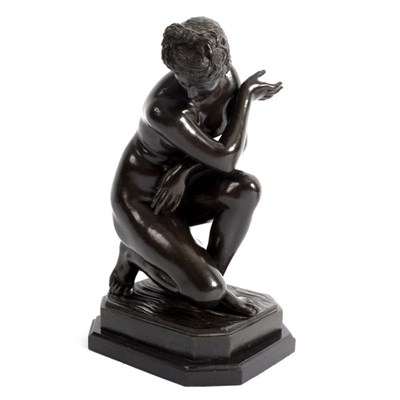 Lot 444 - A bronze figure of a nude, on a rectangular...