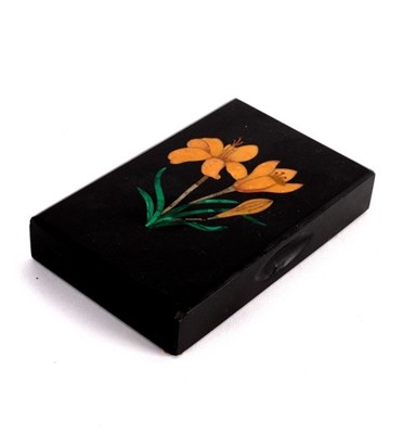 Lot 451 - A pietra dura paperweight depicting crocuses,...