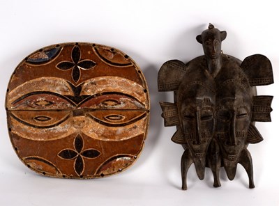 Lot 452 - A Baule double mask, Ivory Coast, 33cm x 23cm...