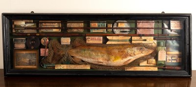 Lot 456 - A glazed case of Roach, 119cm wide and boxes...