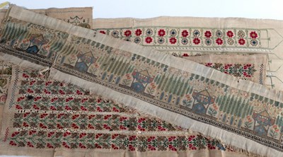 Lot 466 - Four 18th Century Turkish needlework fragments,...