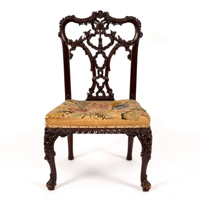 Lot 561 - A mahogany dining chair of Chinese Chippendale...