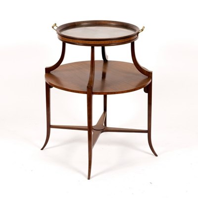 Lot 562 - An Edwardian mahogany circular two-tier table,...