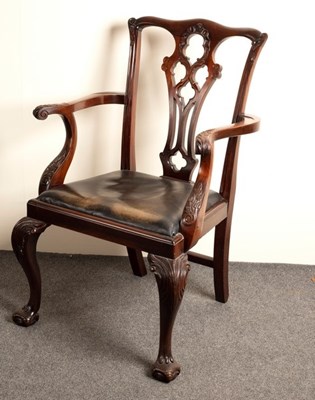 Lot 570 - An 18th Century style mahogany armchair with...