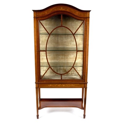 Lot 603 - An Edwardian mahogany inlaid display cabinet,...