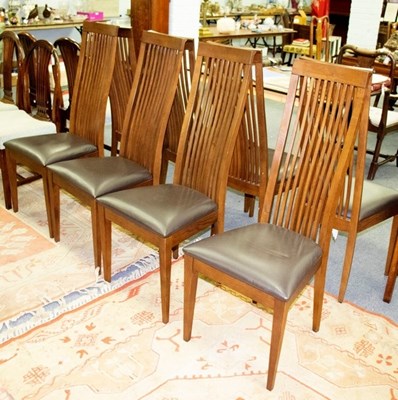 Lot 614 - Eight modern dining chairs with splat backs...