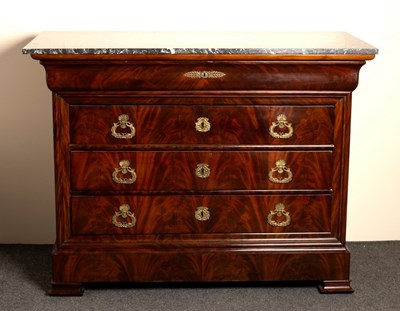 Lot 627 - A French Empire mahogany commode, fitted four...