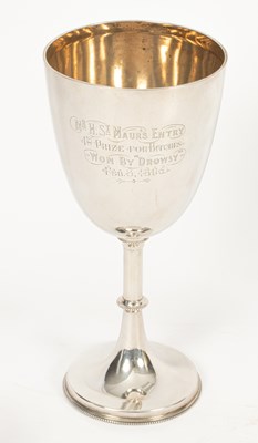 Lot 352 - Hunting Interest: A Victorian silver presentation goblet