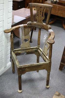 Lot 629 - An 18th Century oak corner chair with later...