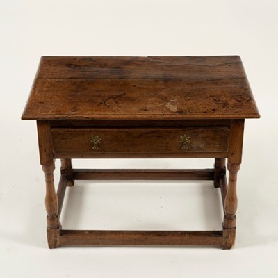 Lot 636 - An 18th Century oak side table (cut down)...