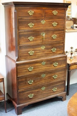 Lot 653 - A George III mahogany chest on chest, the...