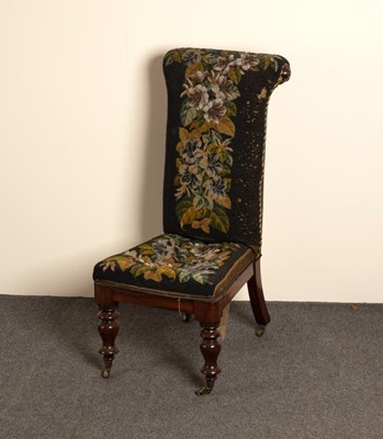 Lot 678 - A Victorian prie-dieu chair, upholstered with...