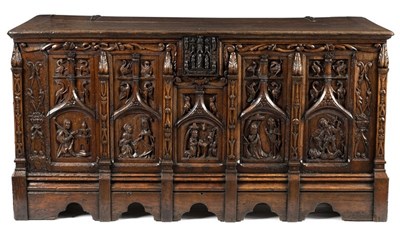 Lot 687 - A 16th Century North German oak coffer...