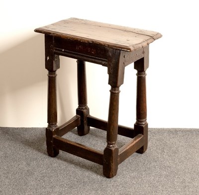 Lot 695 - A 17th Century oak joint stool, the...