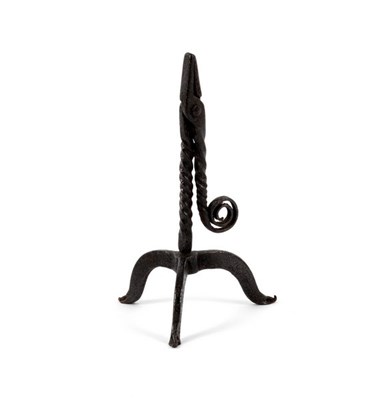 Lot 703 - An 18th Century wrought iron rush-light holder...