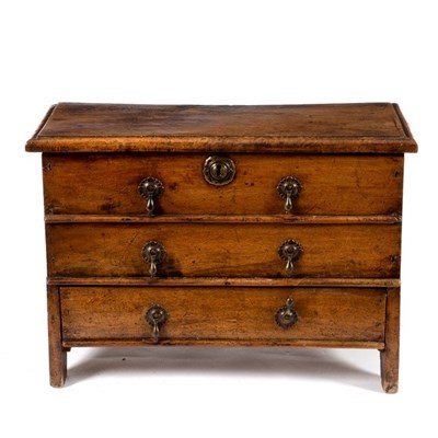 Lot 712 - An 18th Century Welsh fruitwood chest, with...