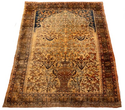 Lot 790 - A Kashan silk prayer rug, Central Persia,...