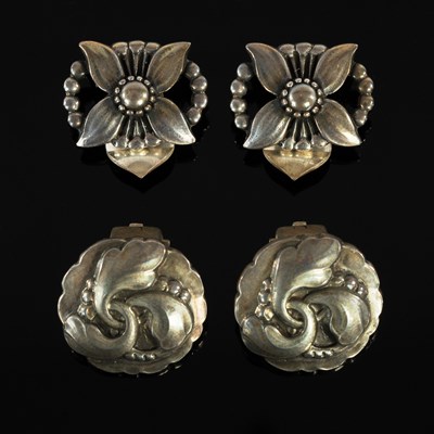 Lot 5 - Georg Jensen, two pairs of Danish silver clip...