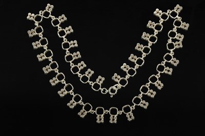 Lot 6 - A Finnish silver necklace, the square links...