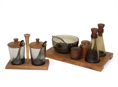 Lot 62 - A Danish style condiment set in two parts,...