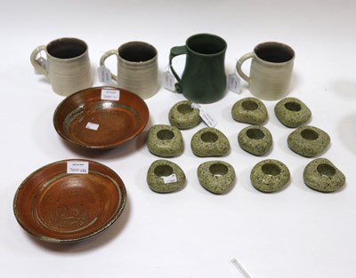 Lot 141 - Micki Schloessingk, a green glaze mug with...