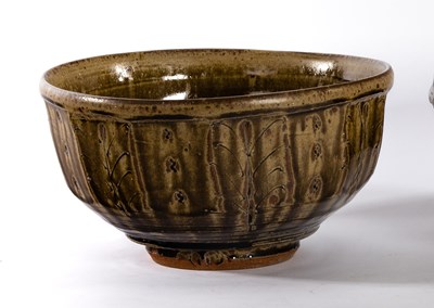 Lot 201 - Mike Dodd, a celadon glaze bowl with incised...