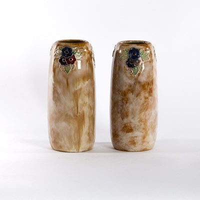 Lot 204 - Doulton, a pair of stoneware vases, of...