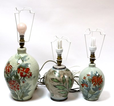 Lot 247 - Colin Kellam, two pottery table lamps of vase...