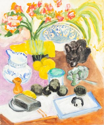 Lot 409 - Margaret Harmsworth/Still Life with Cat and...