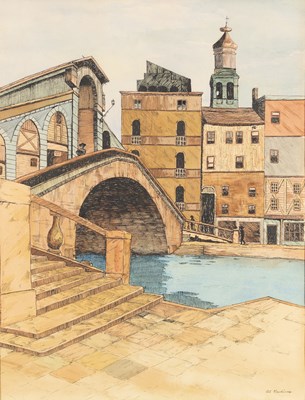 Lot 479 - Art Mawhinney/Ponte Vecchio, Venice/signed...