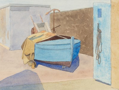 Lot 484 - Malcolm Arbuthnot/Boat in Store/watercolour,...