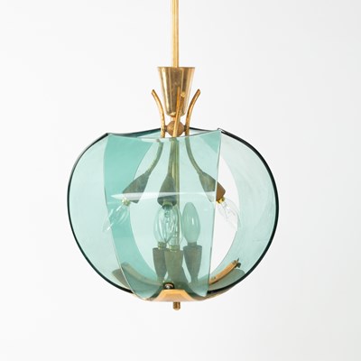 Lot 578 - An Italian glass pendant light, three glass...