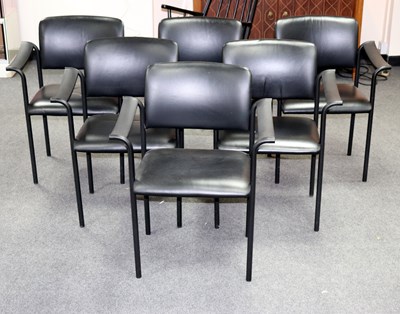 Lot 583 - Six modern boardroom chairs with leather...