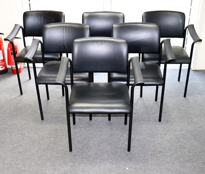 Lot 584 - Six modern boardroom chairs with leather...