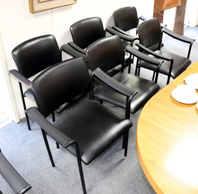 Lot 585 - Six modern boardroom chairs with leather...