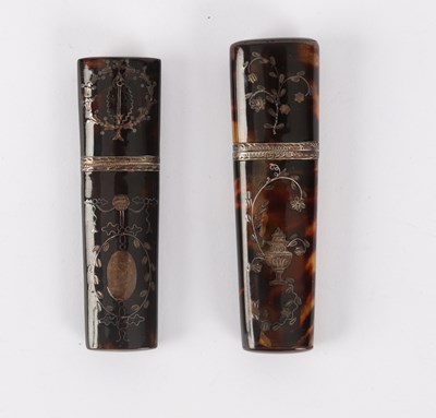 Lot 47 - Two Georgian tortoiseshell bodkin cases, one...