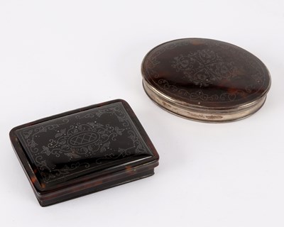 Lot 49 - A Georgian rectangular tortoiseshell snuff box...