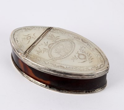 Lot 51 - A shell lidded silver oval box, circa 1780,...