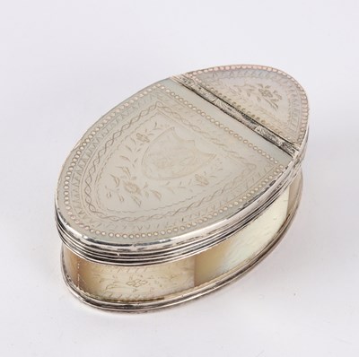 Lot 52 - A silver mounted shell box, circa 1780, of...