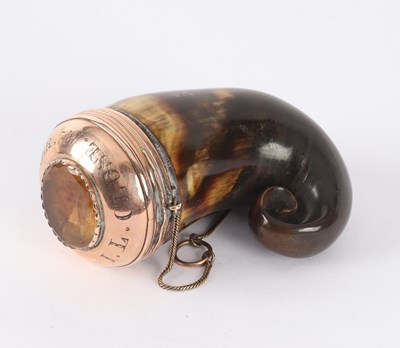 Lot 55 - A Scottish ram's horn snuff mull, the old...