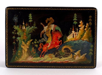 Lot 65 - A Russian palekh box decorated by Aleksei...