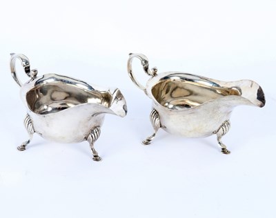 Lot 78 - A pair of Georgian style silver sauce boats,...