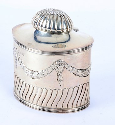 Lot 85 - An oval silver tea caddy, George Unite,...