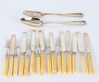 Lot 88 - Six pairs of silver dessert knives and forks,...